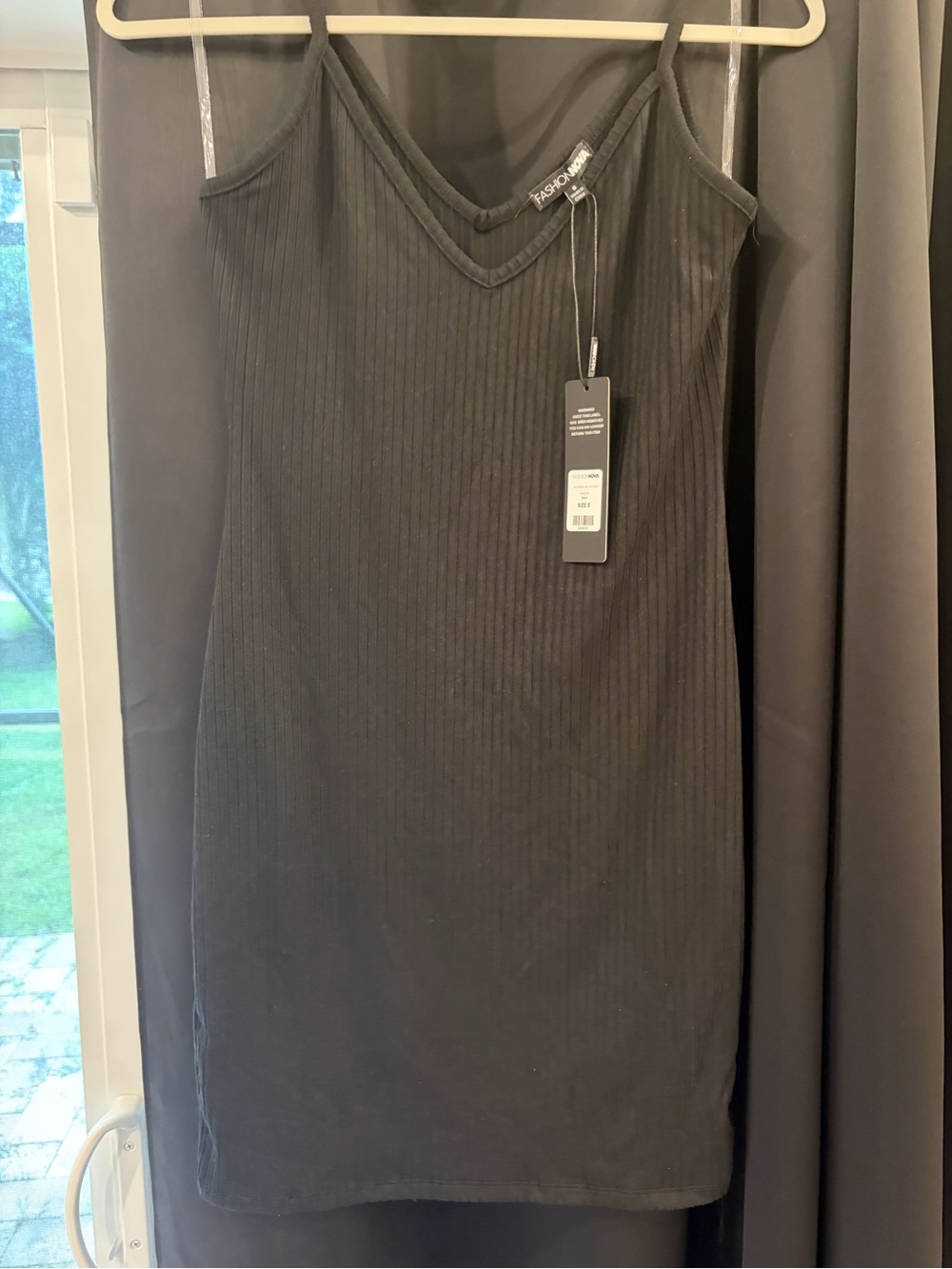 NWT Fashion Nova Erin Ribbed Cami Black Mini Dress Size S